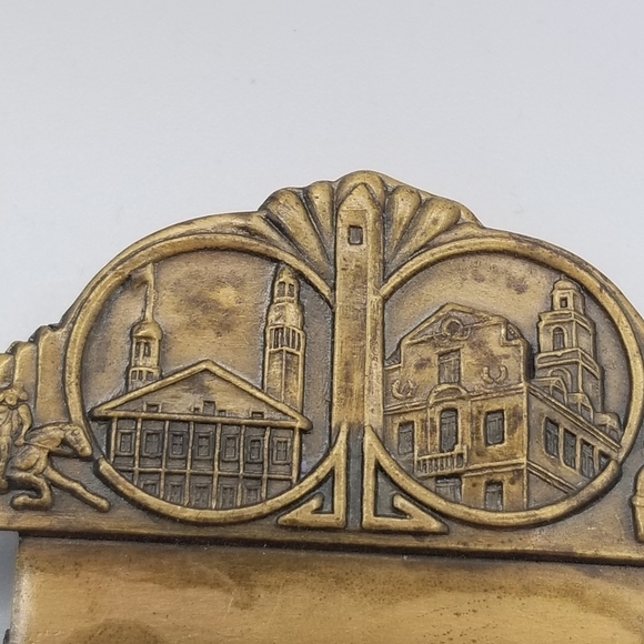 Boston Ma Antique Art Deco Metal Name Tag C Clasp Pin 20s State House 1.5"X1.75" - Picture 11 of 12